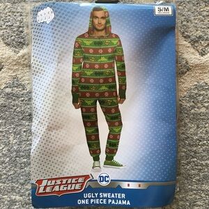 NEW Underboss Justice League Ugly Sweater One Piece Pajama, Sz S/M